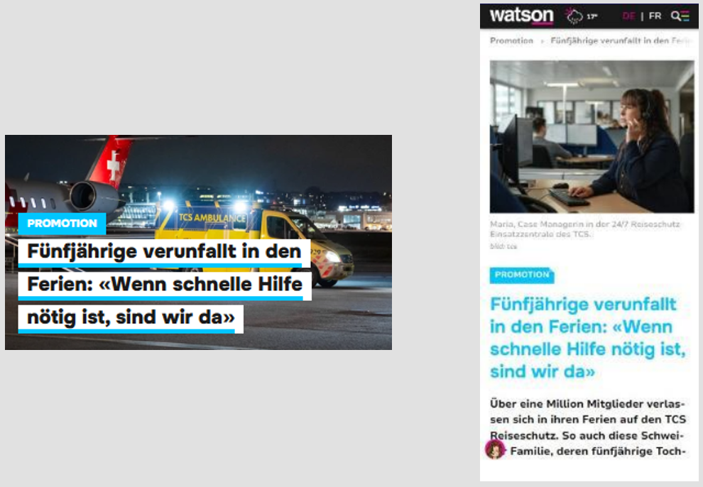 TCS Reiseschutz Kampagnenmotiv